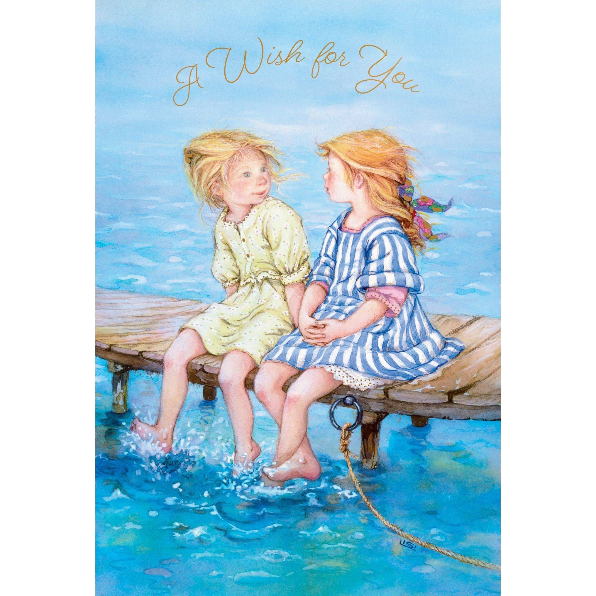 Sitting on the dock birthday card by Pictura featuring a serene lakeside scene with a dock and water, perfect for celebrating birthdays.